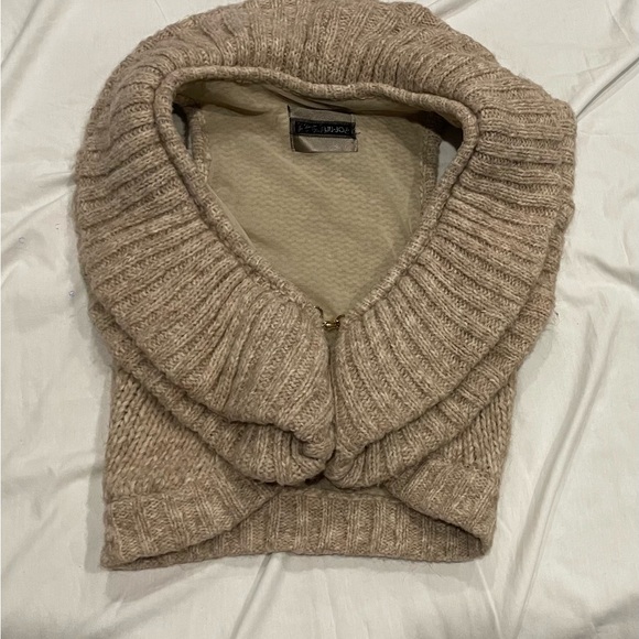 Liu Jo Beige Ribbed Alpaca and Wool Knit Sweater